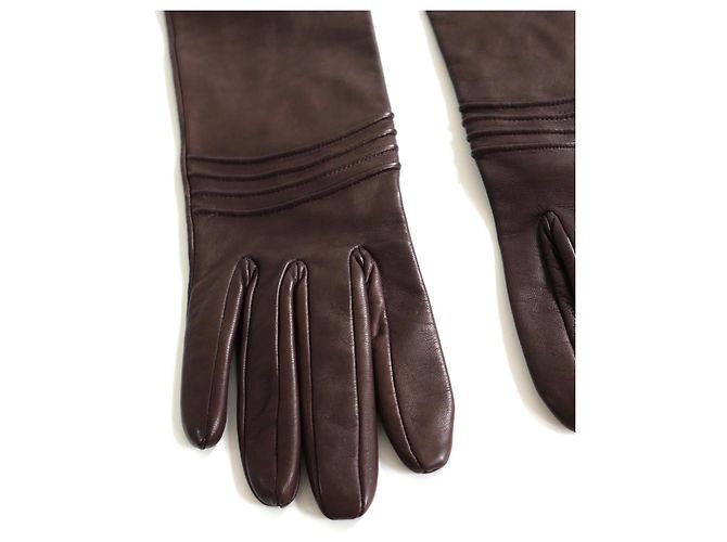 Gucci x Tom Ford Herbst 2003 Opernhandschuhe aus braunem Leder - Ansicht 3