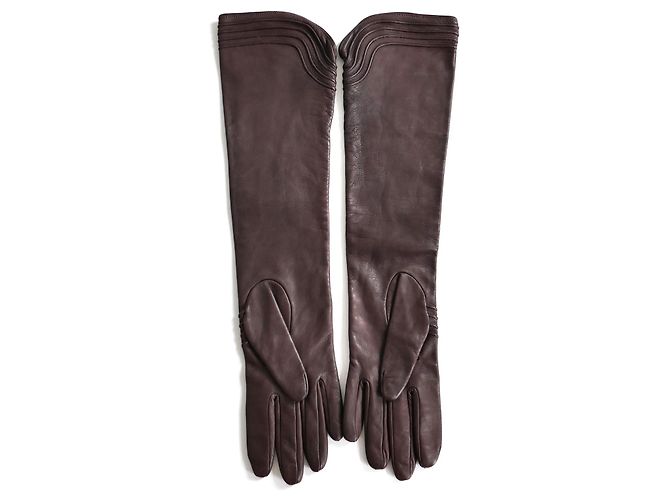 Gucci x Tom Ford Herbst 2003 Opernhandschuhe aus braunem Leder - Ansicht 4