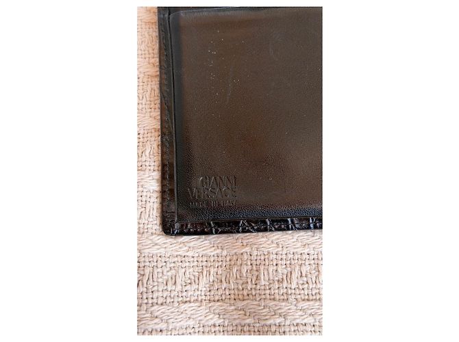 Medusa Versace Black Crocodile-Embossed Leather Wallet - view 4
