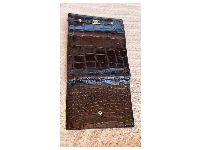 Medusa Versace Black Crocodile-Embossed Leather Wallet - view 6