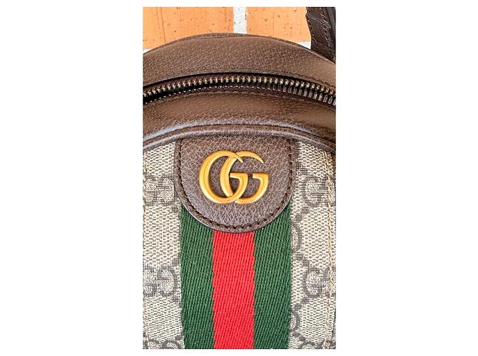 Gucci Mini borsa rotonda Ophidia GG Small Marrone Monogramma - vista 4