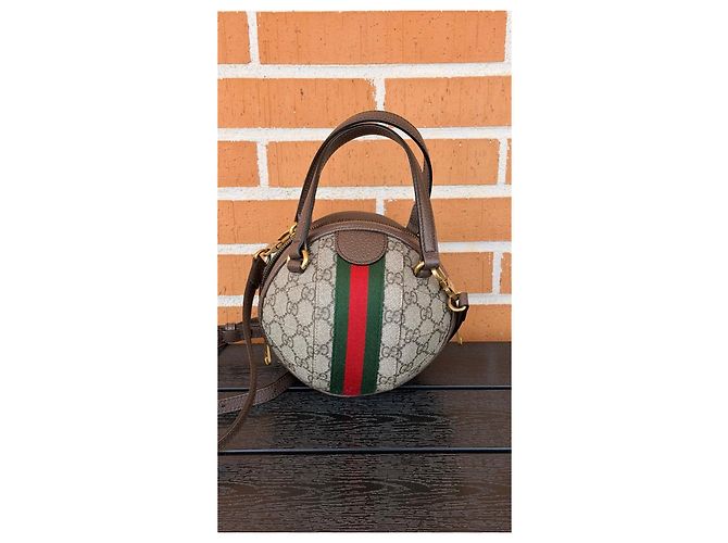 Gucci Mini borsa rotonda Ophidia GG Small Marrone Monogramma - vista 6
