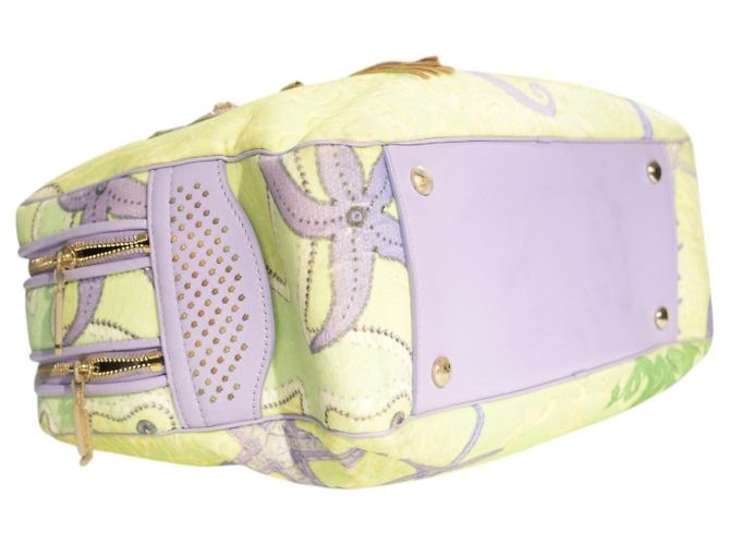 Gianni Versace Vanitas Borsa Boston Sirena - Pelle Lilla Porpora Verde chiaro - vista 12