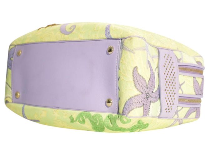 Gianni Versace Vanitas Borsa Boston Sirena - Pelle Lilla Porpora Verde chiaro - vista 13