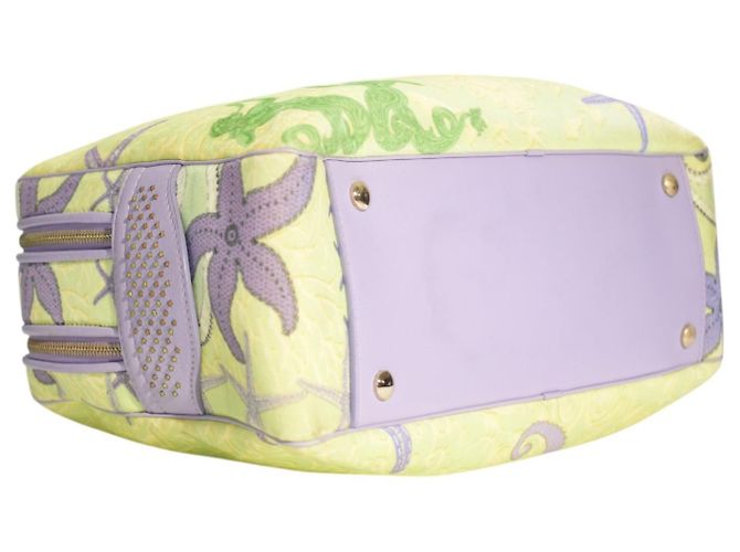 Gianni Versace Vanitas Borsa Boston Sirena - Pelle Lilla Porpora Verde chiaro - vista 15