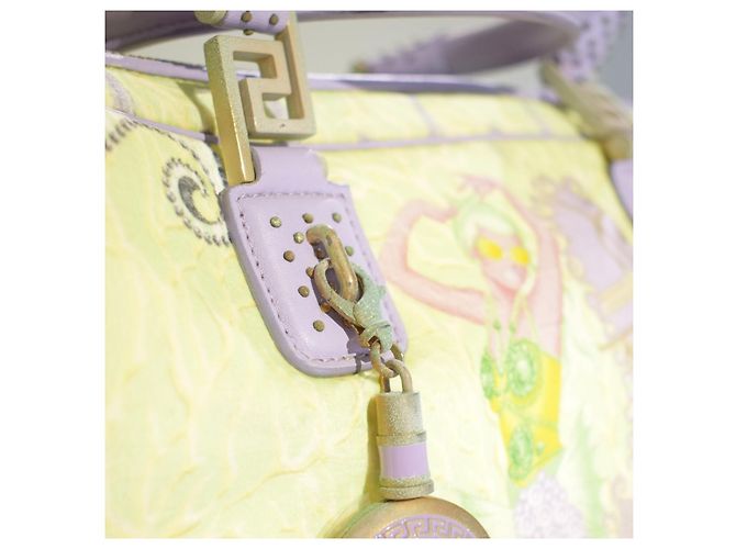 Gianni Versace Vanitas Borsa Boston Sirena - Pelle Lilla Porpora Verde chiaro - vista 17