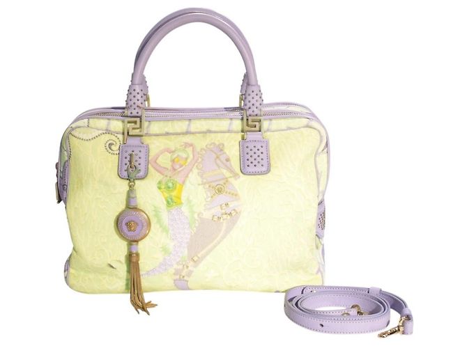Gianni Versace Vanitas Borsa Boston Sirena - Pelle Lilla Porpora Verde chiaro - vista 7