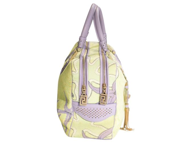 Gianni Versace Vanitas Borsa Boston Sirena - Pelle Lilla Porpora Verde chiaro - vista 8