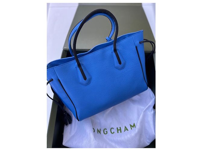 Longchamp Borsa Tote in Pelle Blu - vista 2