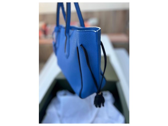 Longchamp Borsa Tote in Pelle Blu - vista 3