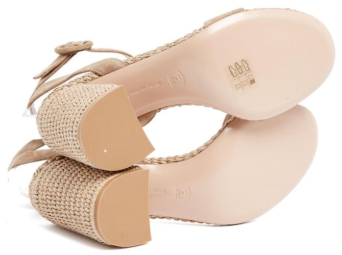 Gianvito Rossi Luana Sandali Beige Scamosciati e Rafia - vista 2