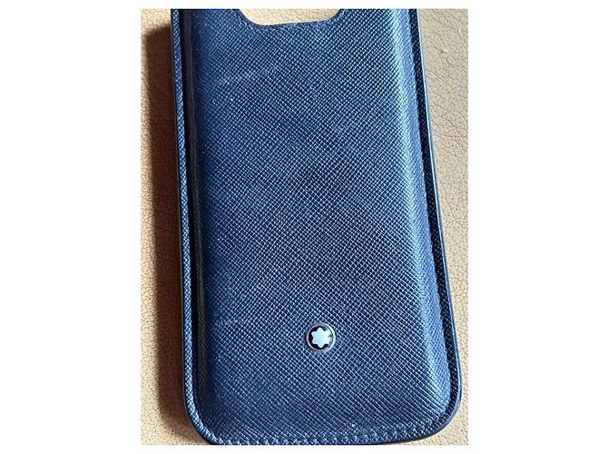 Montblanc iPhone 5 Saffiano Leather Case - Navy Blue - view 2