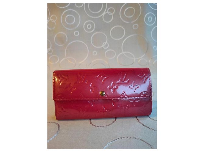 Louis Vuitton Monogram Vernis Porte-Valeurs Portafoglio Rosa Lampone - vista 16