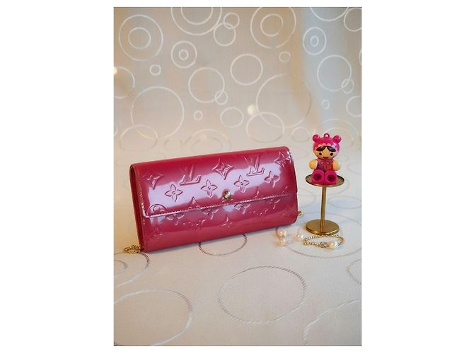 Louis Vuitton Monogram Vernis Porte-Valeurs Portafoglio Rosa Lampone - vista 18