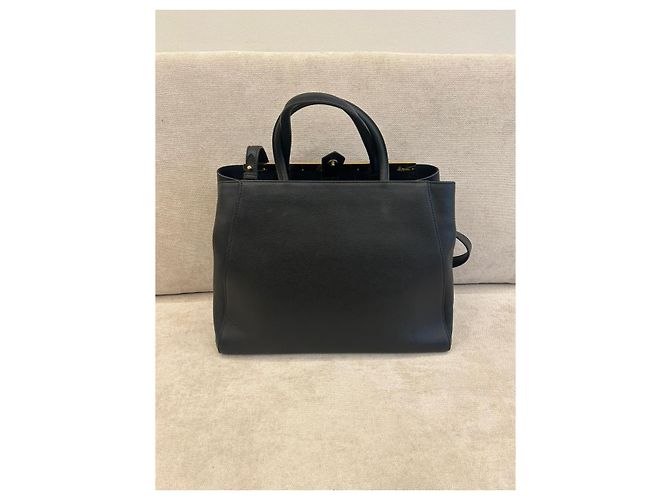 Fendi 2Jours Borsa Tote Pelle Nera Nero - vista 2