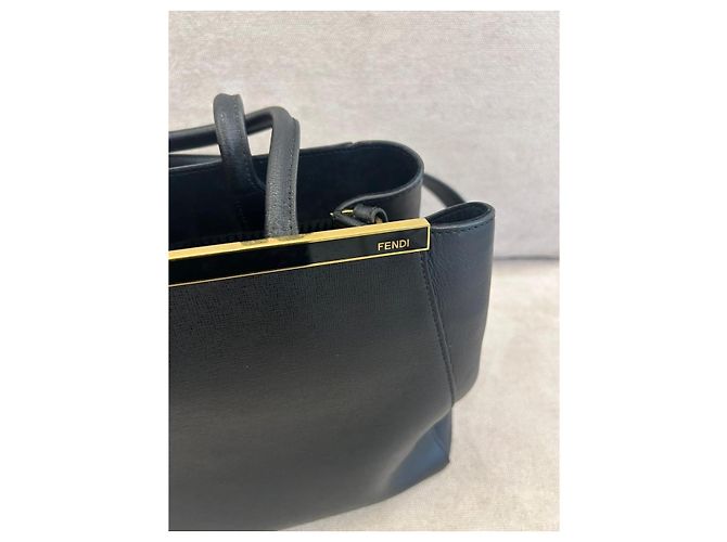 Fendi 2Jours Borsa Tote Pelle Nera Nero - vista 3