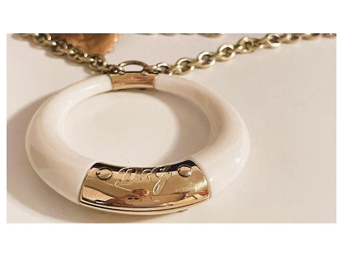 Collana DOLCE & GABBANA “Clue” con pendente bianco placcato oro D'oro - vista 4