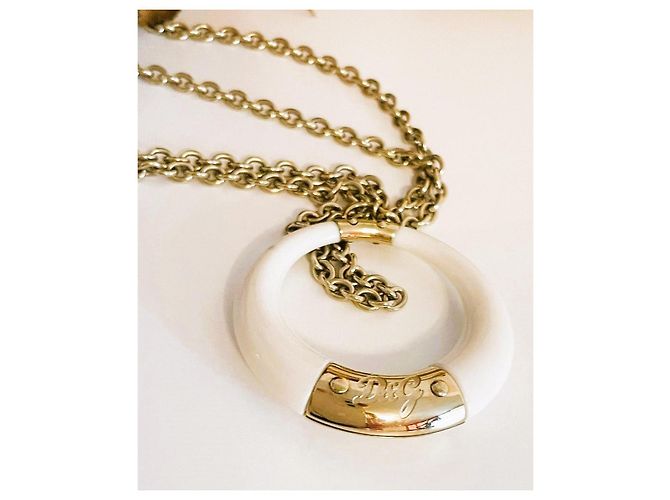 Collana DOLCE & GABBANA “Clue” con pendente bianco placcato oro D'oro - vista 9