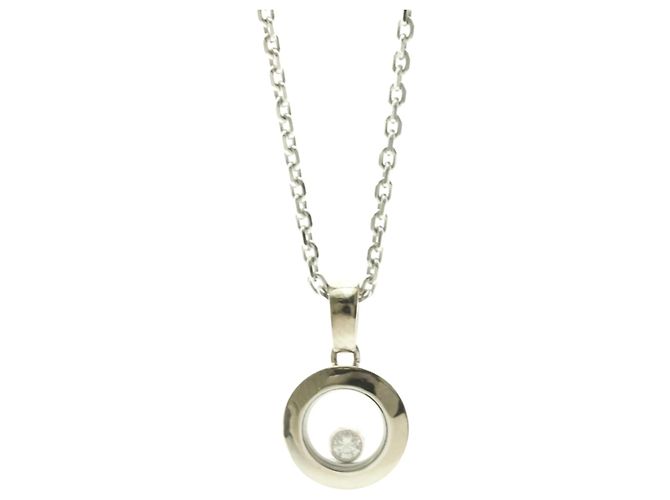 Chopard Happy Diamonds Round Anhänger aus 18K Weißgold mit 1 Floating Diamond Silber - Ansicht 2