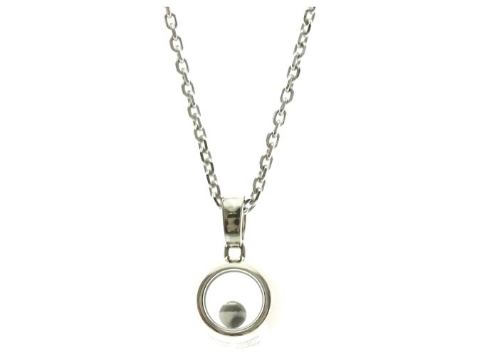 Chopard Happy Diamonds Round Anhänger aus 18K Weißgold mit 1 Floating Diamond Silber - Ansicht 3
