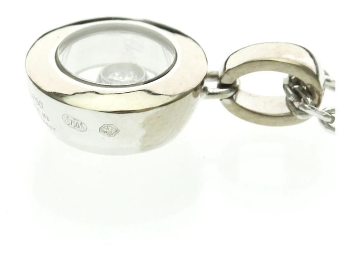 Chopard Happy Diamonds Round Anhänger aus 18K Weißgold mit 1 Floating Diamond Silber - Ansicht 4