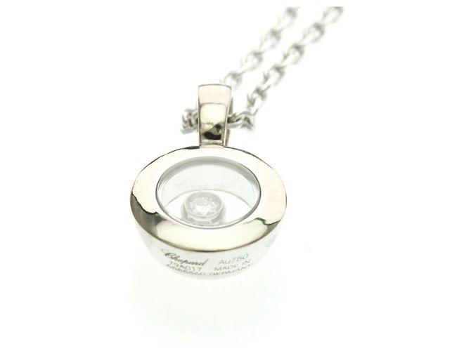 Chopard Happy Diamonds Round Anhänger aus 18K Weißgold mit 1 Floating Diamond Silber - Ansicht 7