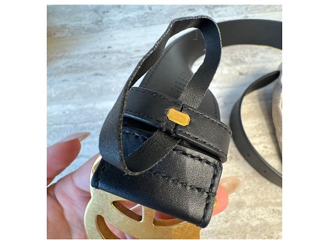 Cintura Gucci GG Marmont in pelle Nero D'oro - vista 12