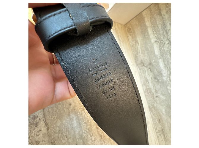 Cintura Gucci GG Marmont in pelle Nero D'oro - vista 14