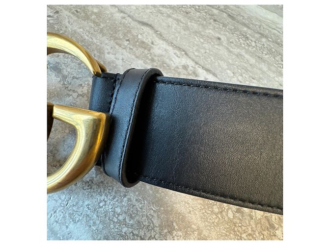 Cintura Gucci GG Marmont in pelle Nero D'oro - vista 9