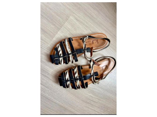 Autre Marque K.Jacques St. Tropez Sandali Gladiatore in Pelle Marrone Nero - vista 2