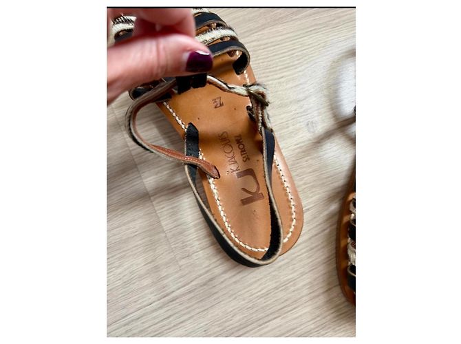 Autre Marque K.Jacques St. Tropez Sandali Gladiatore in Pelle Marrone Nero - vista 3