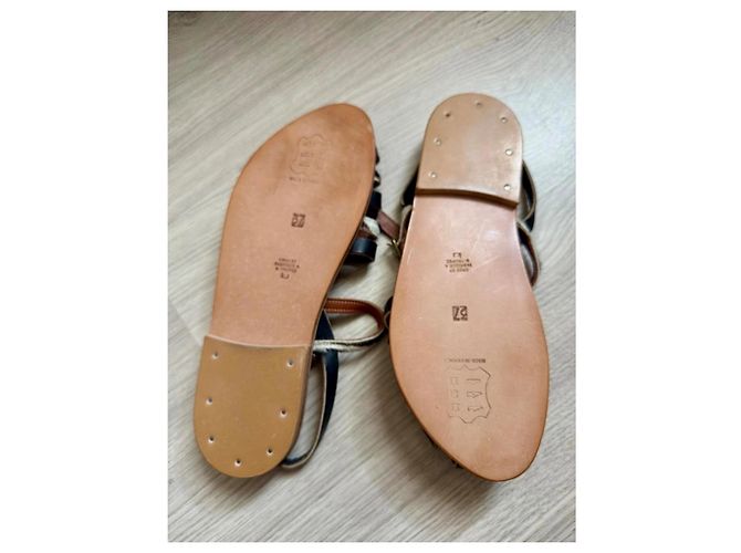 Autre Marque K.Jacques St. Tropez Sandali Gladiatore in Pelle Marrone Nero - vista 5