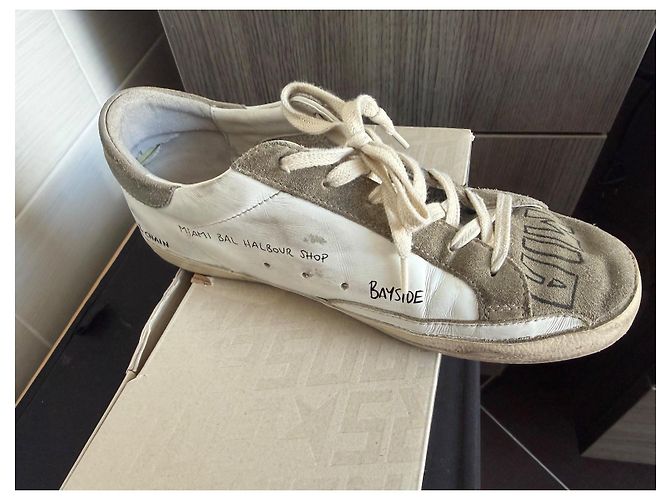 Golden Goose Sneakers Superstar Bianco e Beige - vista 3