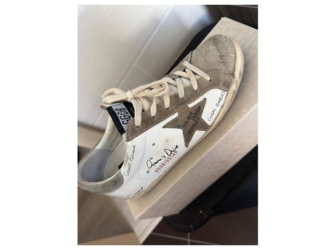 Golden Goose Sneakers Superstar Bianco e Beige - vista 4