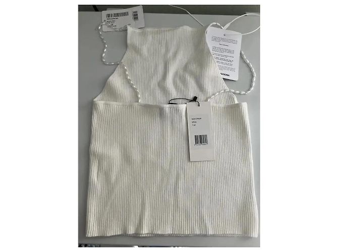 Autre Marque Musier Top de tirantes de canalé blanco con perlas - vista 11