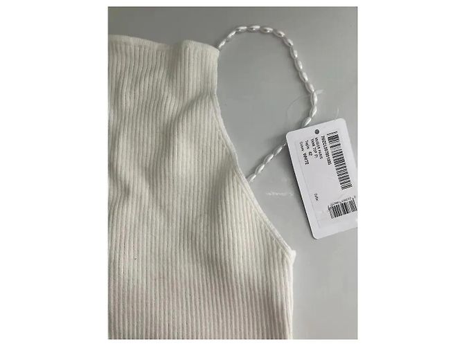 Autre Marque Musier Top de tirantes de canalé blanco con perlas - vista 12