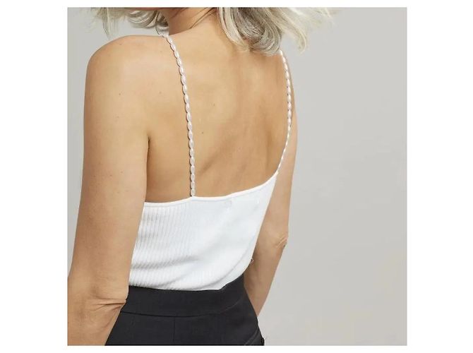 Autre Marque Musier Top de tirantes de canalé blanco con perlas - vista 7