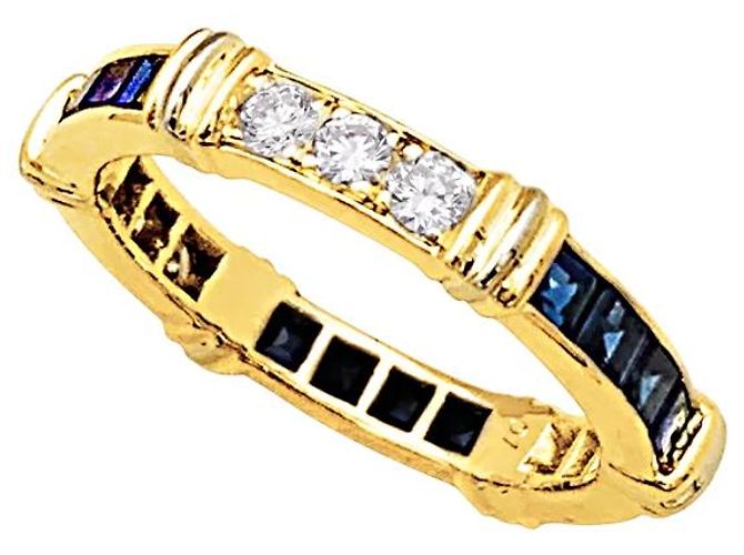 Cartier Ring, "Psychée", Gelbgold, Diamanten, Saphire - Ansicht 3