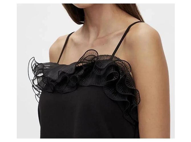 Autre Marque Schwarzes Top mit Organza-Rüschen - Ansicht 3