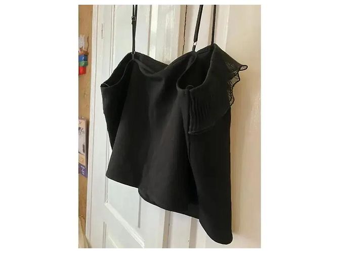 Autre Marque Schwarzes Top mit Organza-Rüschen - Ansicht 6