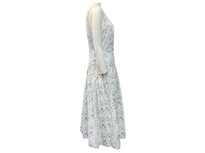 Adam Lippes Cassie Midi-Kleid aus weißer Baumwolle mit buntem Blumenmuster - Ansicht 2