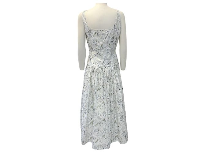 Adam Lippes Cassie Midi-Kleid aus weißer Baumwolle mit buntem Blumenmuster - Ansicht 3