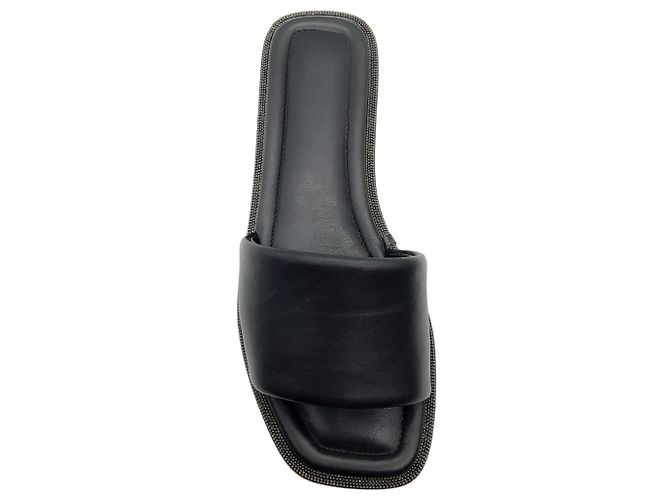 Sandali slide Brunello Cucinelli in pelle nera con Monili Nero - vista 4