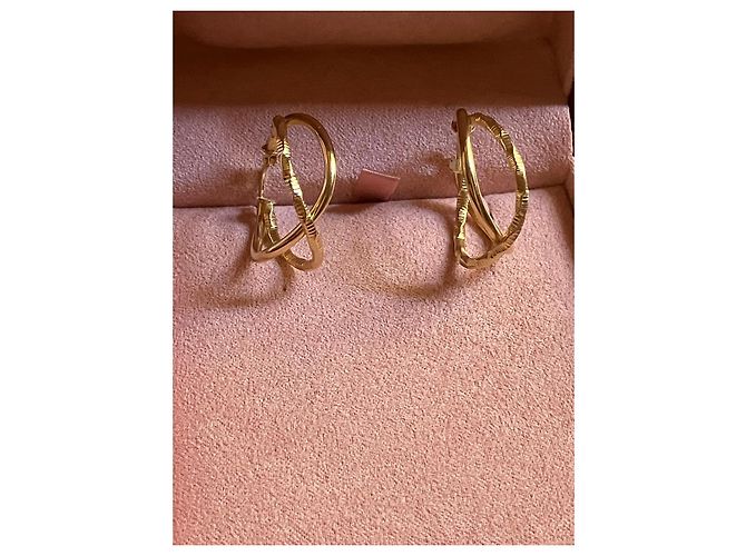 Autre Marque Orecchini a cerchio intrecciati in oro giallo 14k D'oro - vista 4