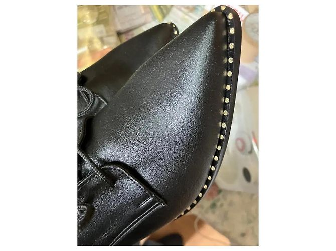 Autre Marque Oxford in pelle nera con borchie e punta affusolata Nero - vista 10