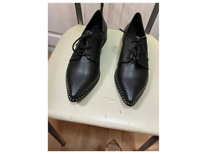 Autre Marque Oxford in pelle nera con borchie e punta affusolata Nero - vista 12