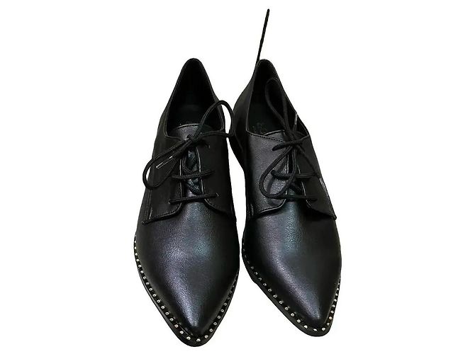Autre Marque Oxford in pelle nera con borchie e punta affusolata Nero - vista 2