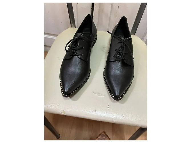 Autre Marque Oxford in pelle nera con borchie e punta affusolata Nero - vista 9