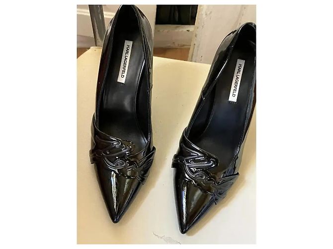 Karl Lagerfeld Sarabande Décolleté Vernice Nera Nero - vista 10
