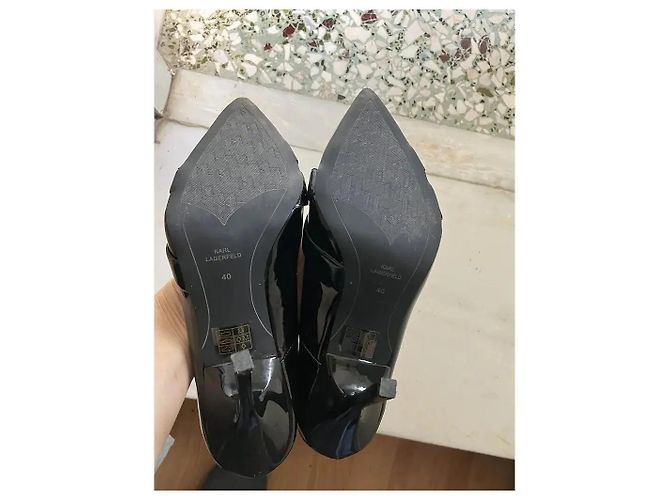 Karl Lagerfeld Sarabande Décolleté Vernice Nera Nero - vista 12